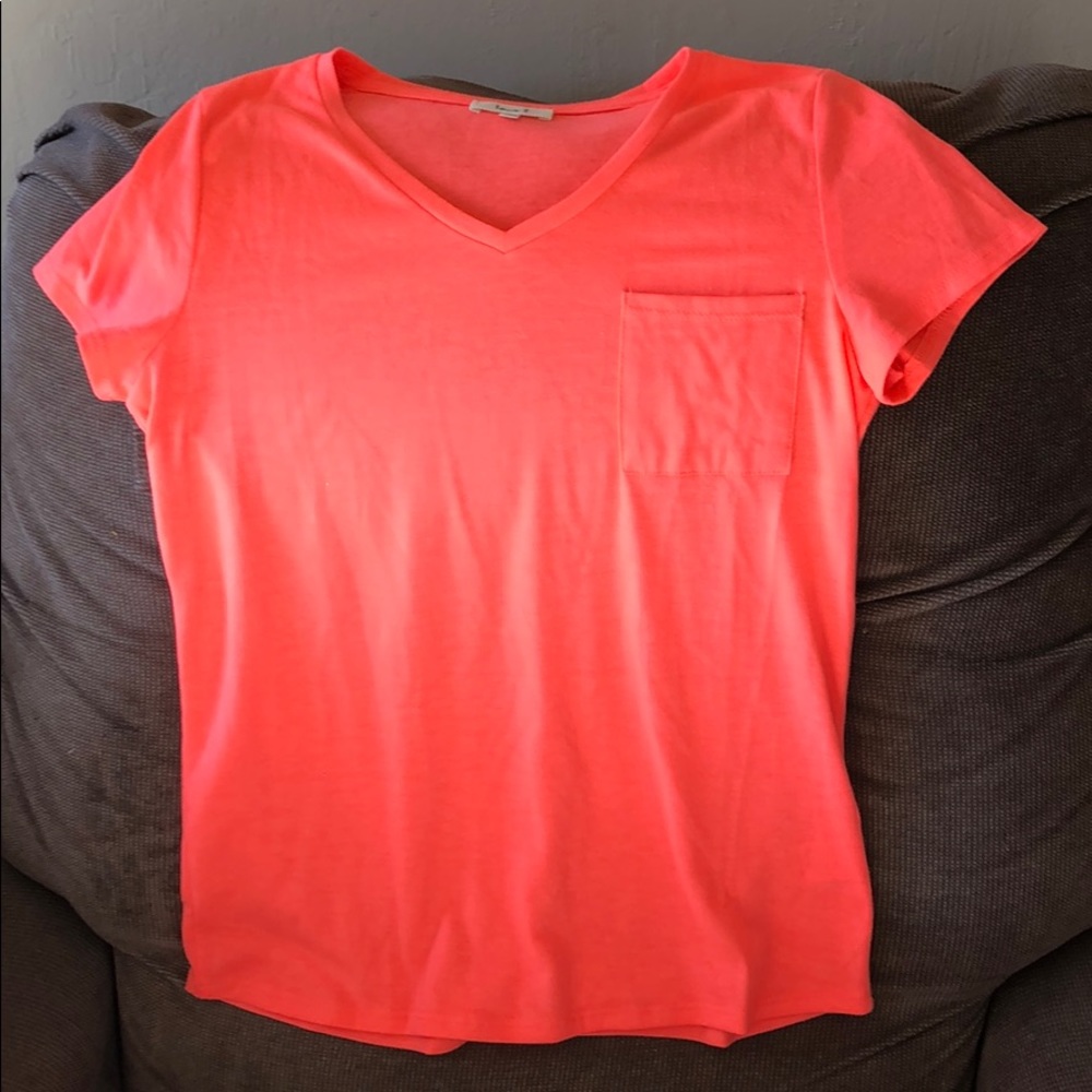 Neon coral orange teeshirt. Women’s size S